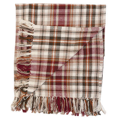 Burgundy plaid throw online blanket